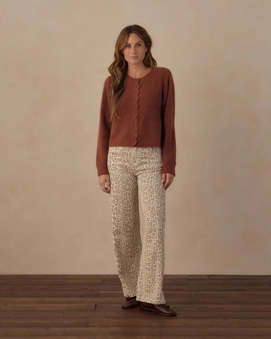 Rylee and Cru Scallop Cardigan - Brick
