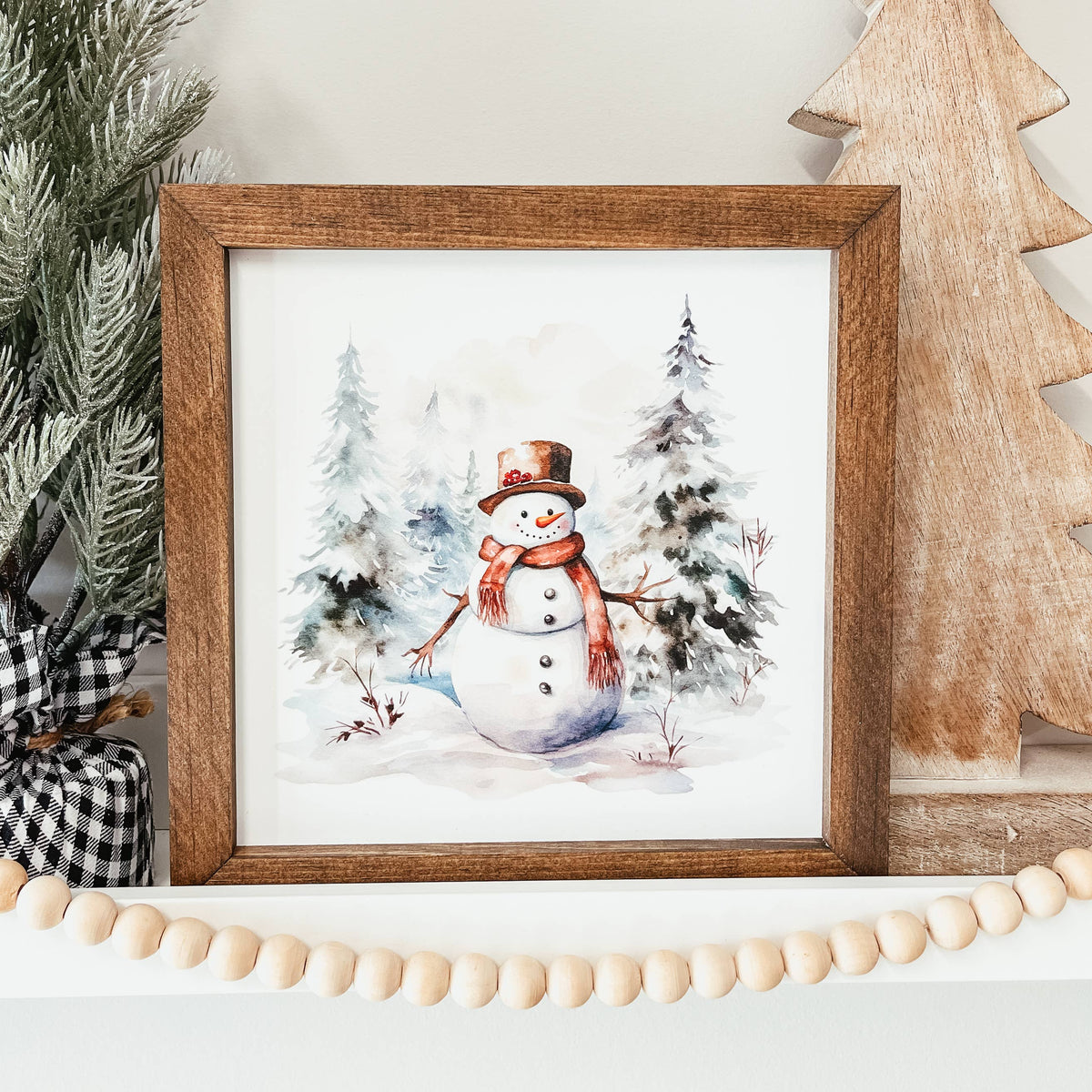 Knotty Design Co. - Watercolour Snowman Framed Sign