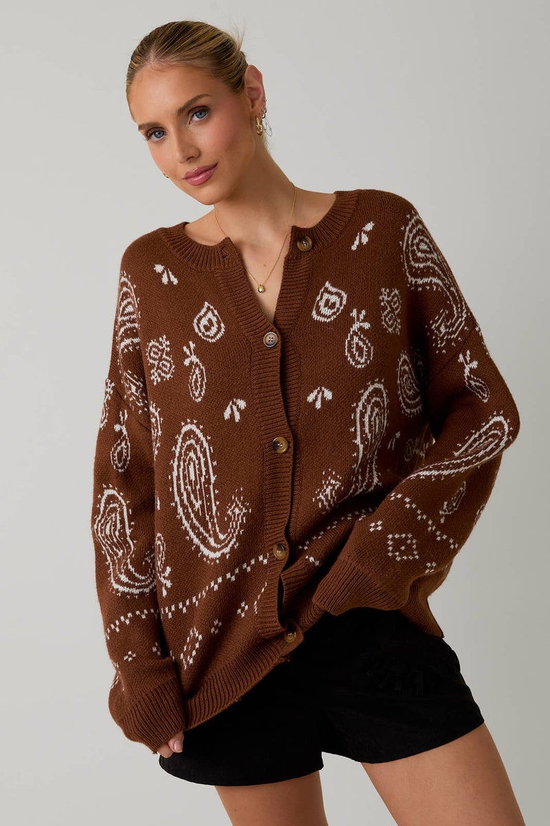 Paisley Print Cardigan