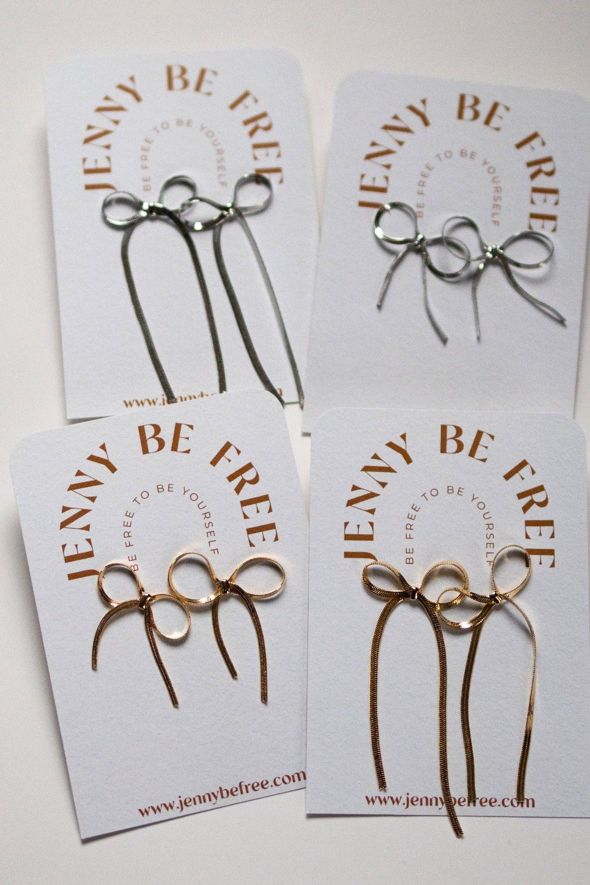 Jenny Be Free - Dangle Bows: Silver - Large