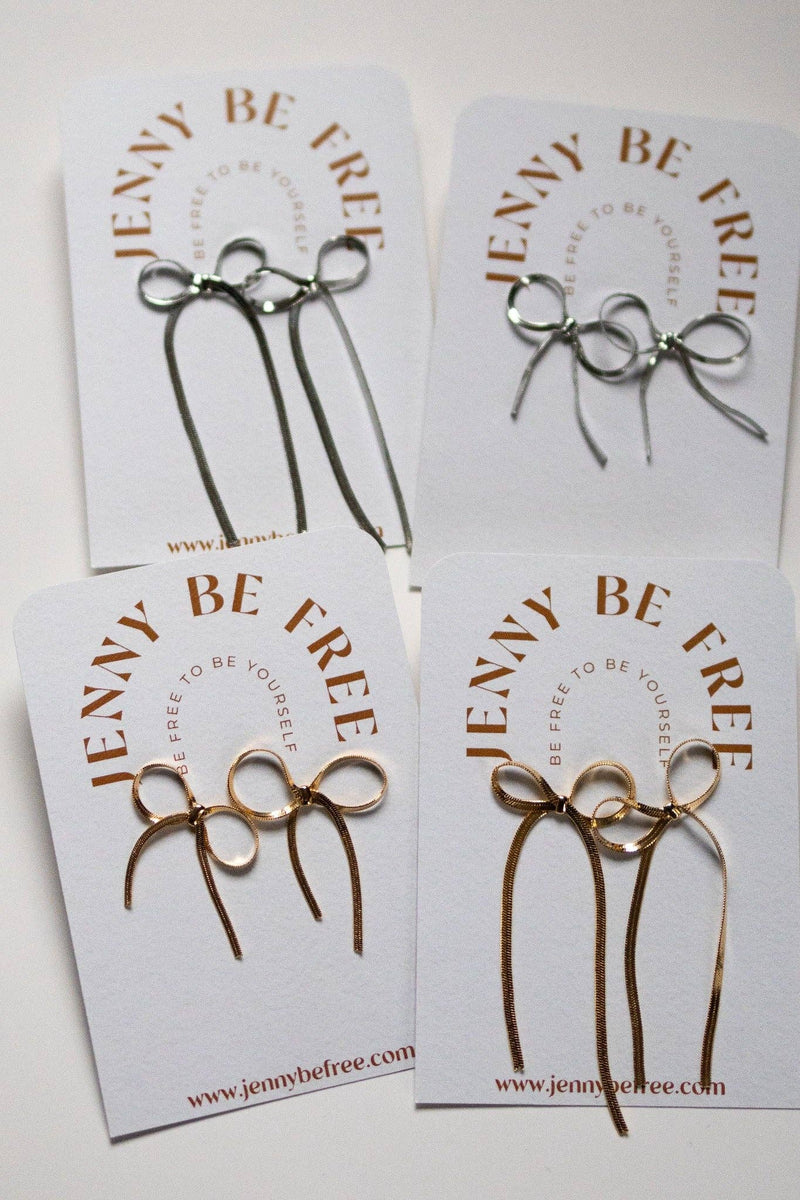 Jenny Be Free - Dangle Bows: Silver - Large