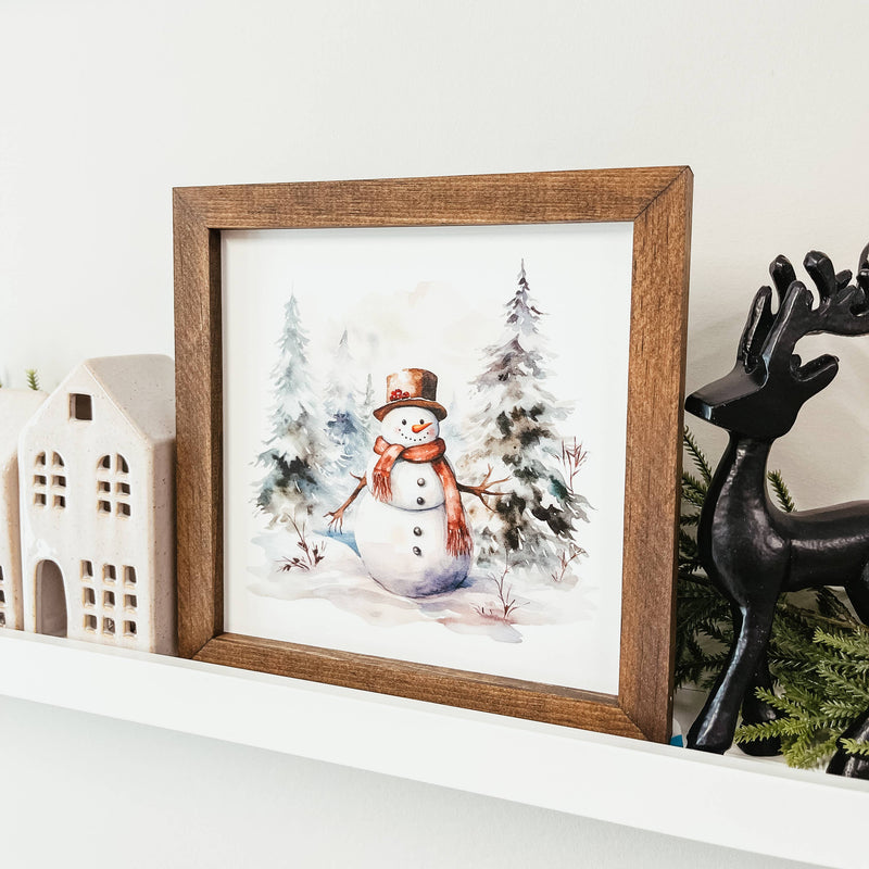 Knotty Design Co. - Watercolour Snowman Framed Sign