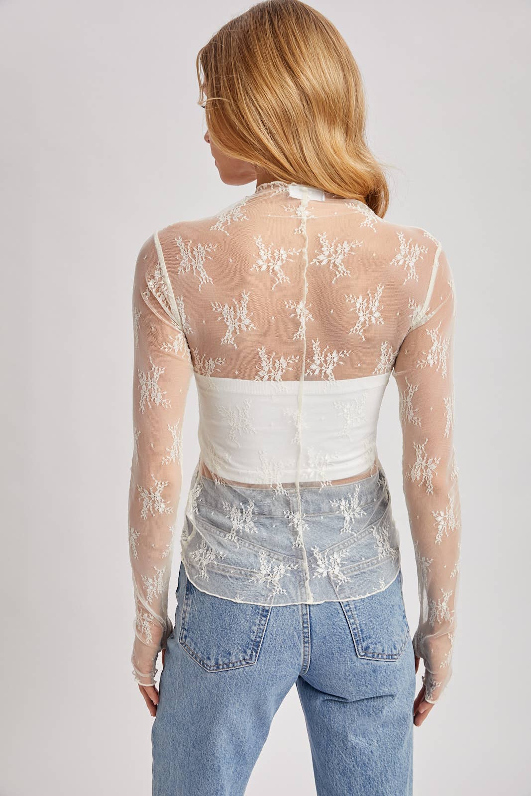 The Sophie Floral Mesh Top - Ivory