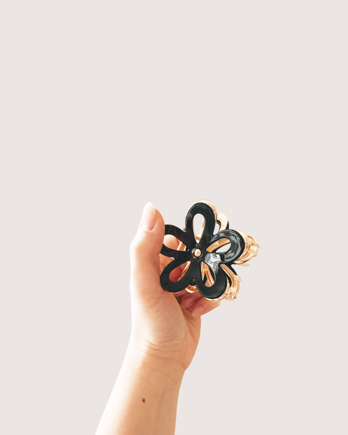 Kitten Claws Clips - Flower Gold Claw Clip: Black