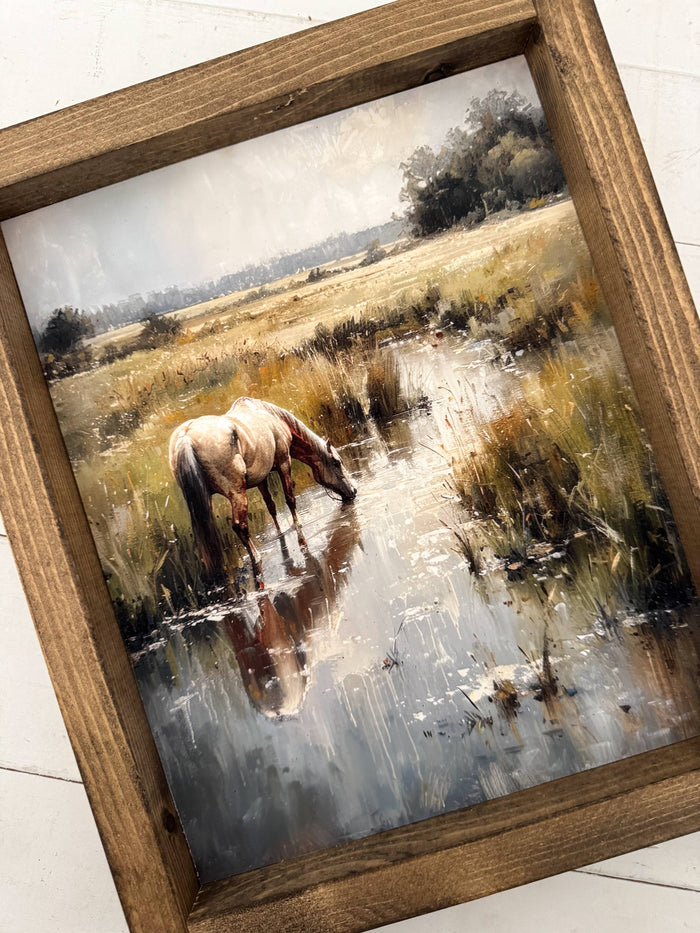 Ashwood Designs - Horse Meadow wood sign: Dark Walnut / 9x11