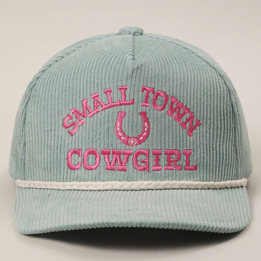 Small Town Cowgirl Cord Hat - Sage