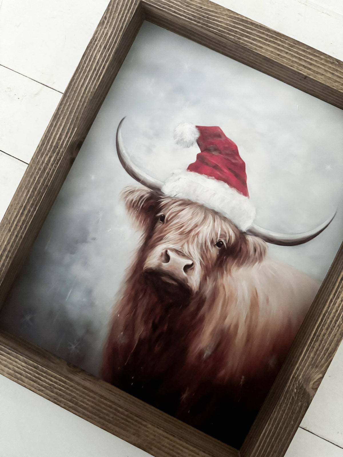 Ashwood Designs - Christmas Highland Cow: Dark Walnut / 9x11