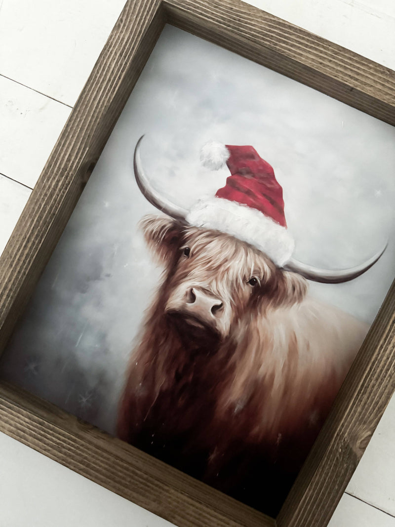 Ashwood Designs - Christmas Highland Cow: Dark Walnut / 9x11