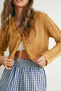 Tie Front Cardigan - Mustard