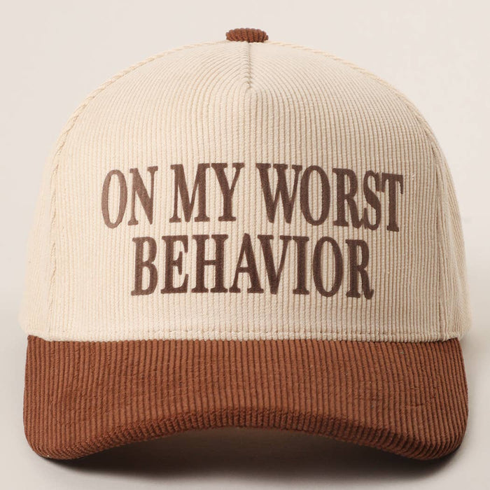 On My Worst Behavior Hat - Brown