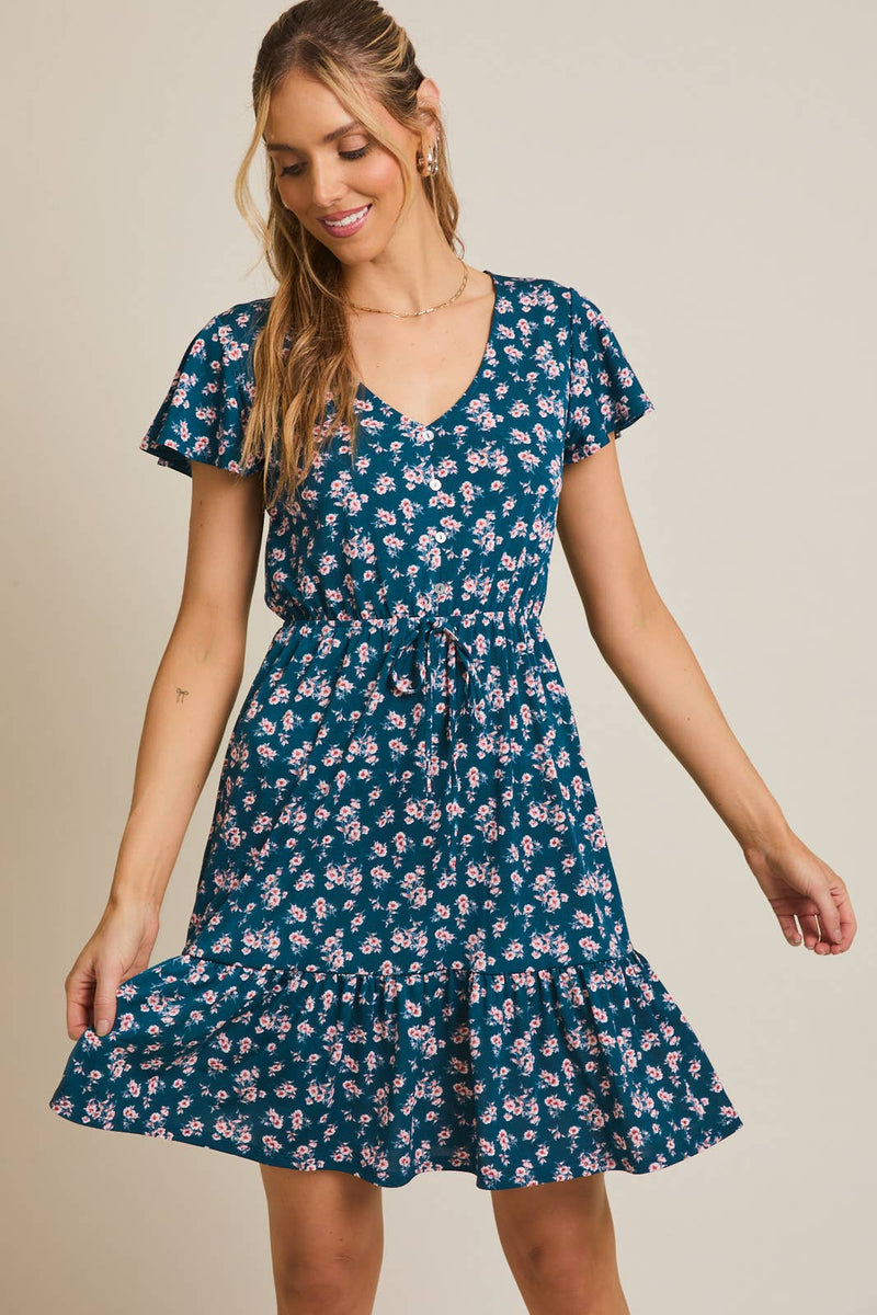 Ditzy Button Down Dress - Plus Size