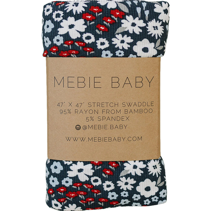 Mebie Baby Americana Floral Ribbed Bamboo Stretch Swaddle