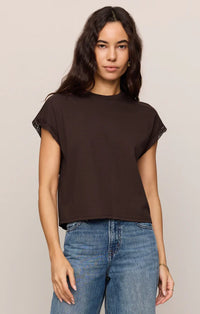 ZSUPPLY Marika Lace Trim Muscle Tee- Dark Chocolate