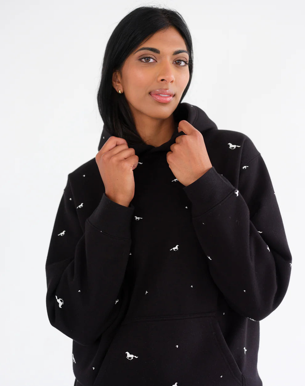 Brunette the Label All Over Horse Core Hoodie - Black / Cream