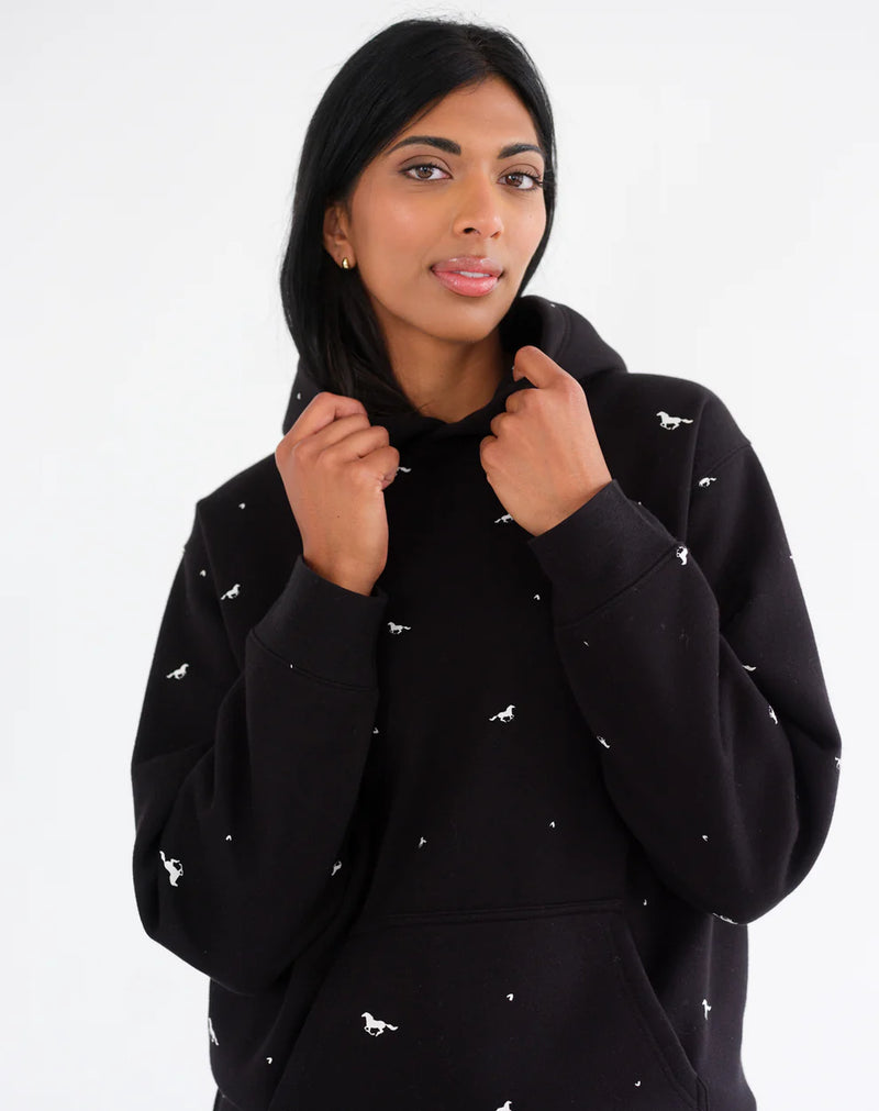 Brunette the Label All Over Horse Core Hoodie - Black / Cream