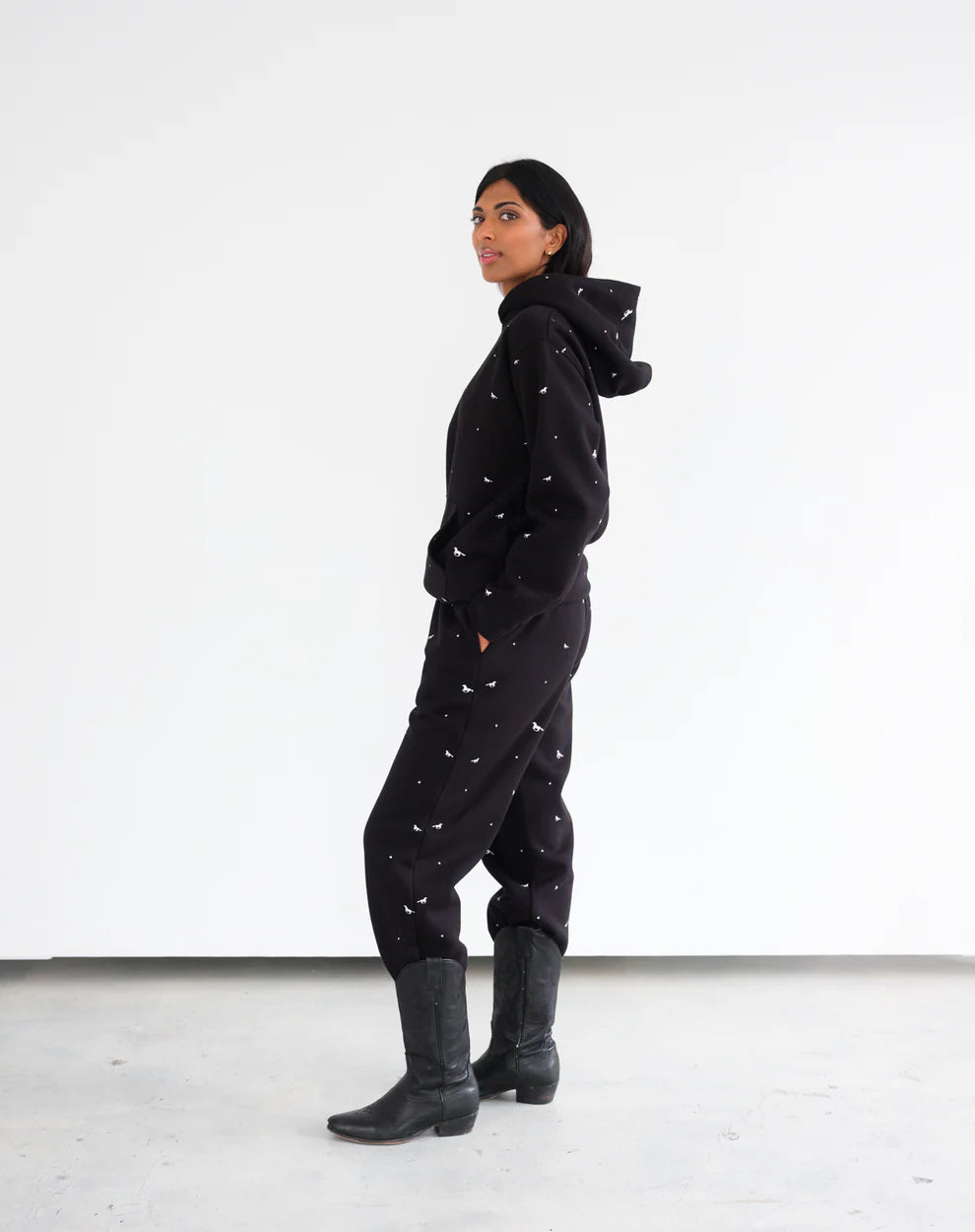 Brunette the Label All Over Horse Core Hoodie - Black / Cream