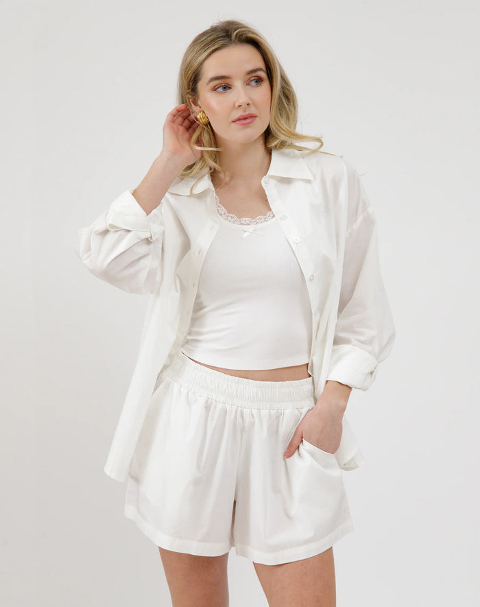 Brunette the Label - Poplin Button Up - White