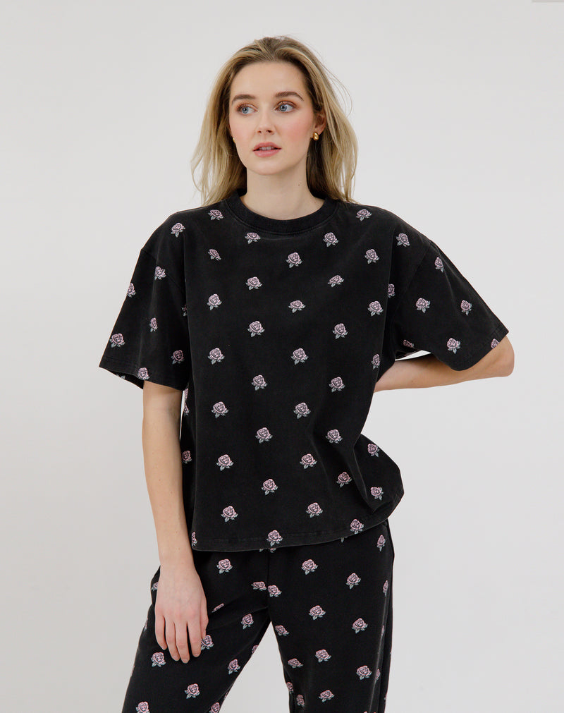 Brunette the Label All Over Flower Boxy Tee