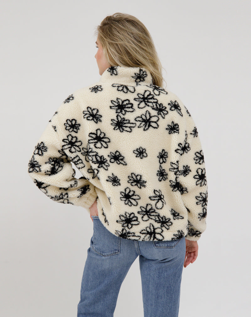 Brunette the Label 1/2 Zip Sherpa - Floral