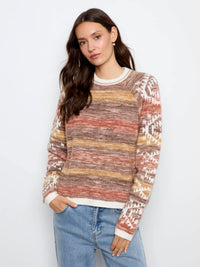 Charlie B Reversible Raglan Sweater - Aztec