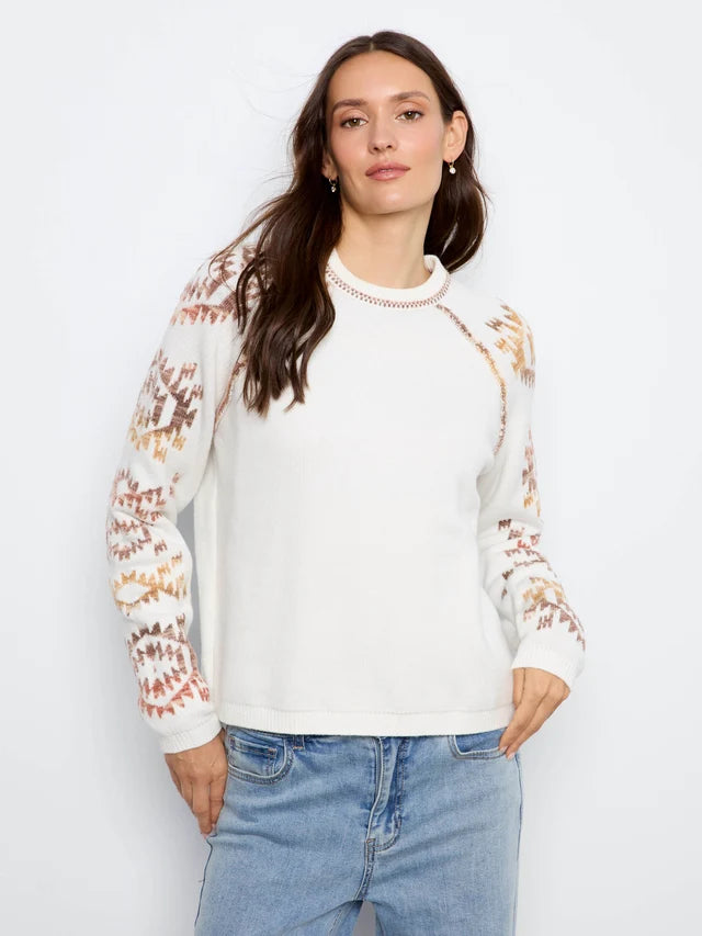 Charlie B Reversible Raglan Sweater - Aztec