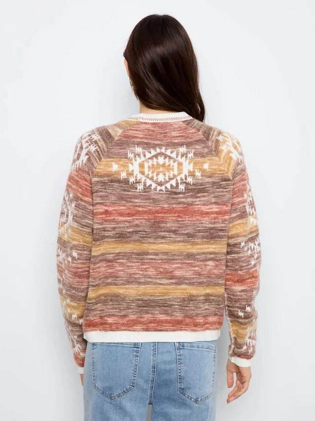 Charlie B Reversible Raglan Sweater - Aztec