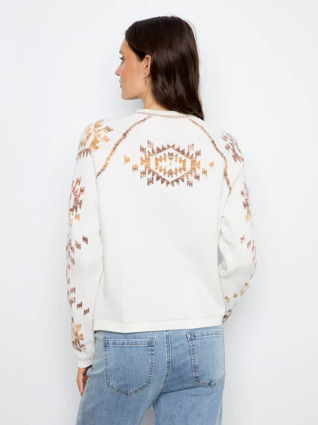 Charlie B Reversible Raglan Sweater - Aztec