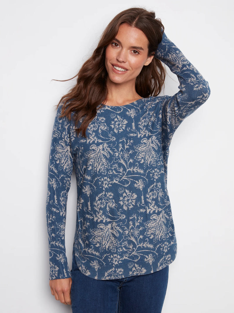 Charlie B Printed Boat Neck Long Sleeve-Calico