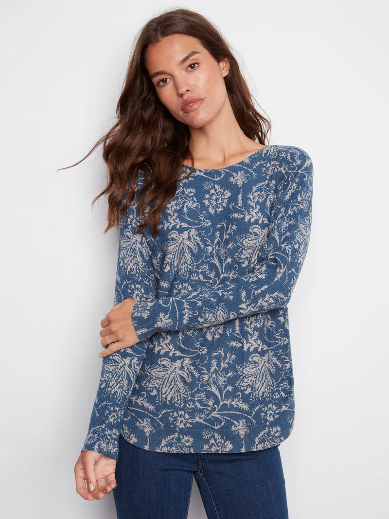 Charlie B Printed Boat Neck Long Sleeve-Calico