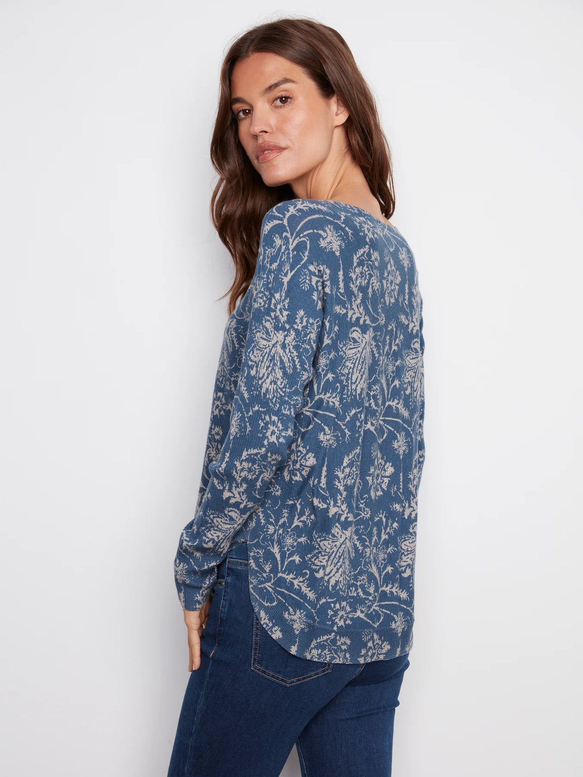 Charlie B Printed Boat Neck Long Sleeve-Calico