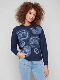 The Paisley Embroidered Crew Sweater