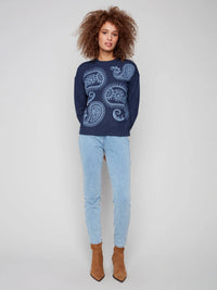 The Paisley Embroidered Crew Sweater