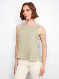 Charlie B Crisp Linen Blouse - Sage