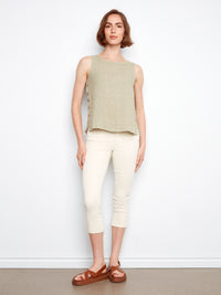 Charlie B Crisp Linen Blouse - Sage