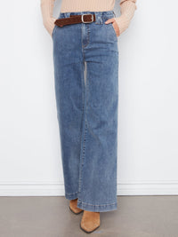 Charlie B-Wide Leg Pants Removable Belt-Medium Blue