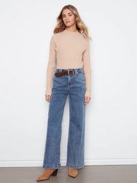 Charlie B-Wide Leg Pants Removable Belt-Medium Blue