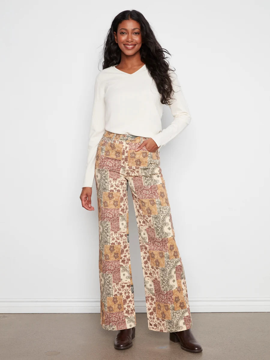 Charlie B Wide Leg Print Pants
