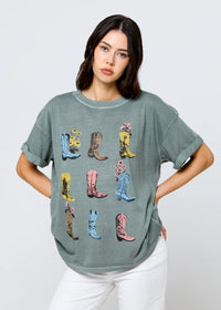 Girl Dangerous- Boots& Flowers Graphic Tee
