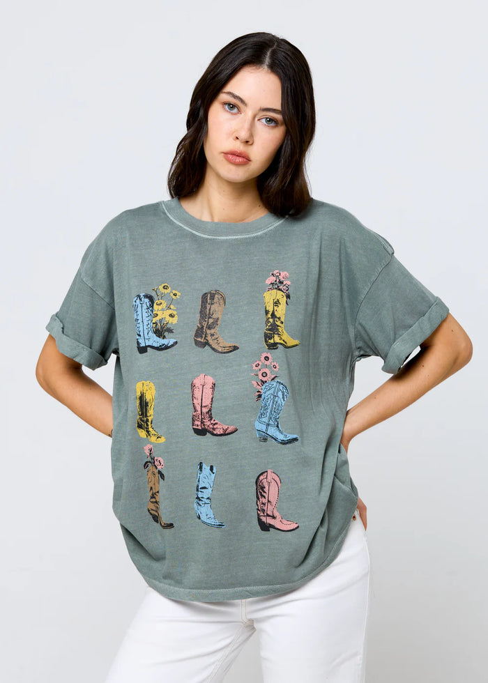 Girl Dangerous- Boots& Flowers Graphic Tee