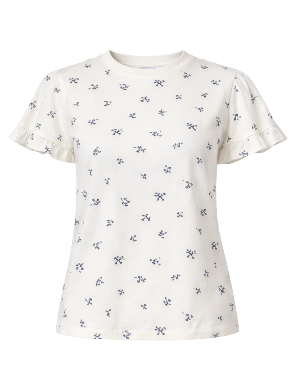 Priv Colette Puff Sleeve Floral Tee Blue