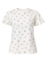 Priv Colette Puff Sleeve Floral Tee Blue