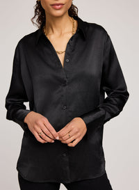 Gentle Fawn Simone Satin Button Down Shirt - Black