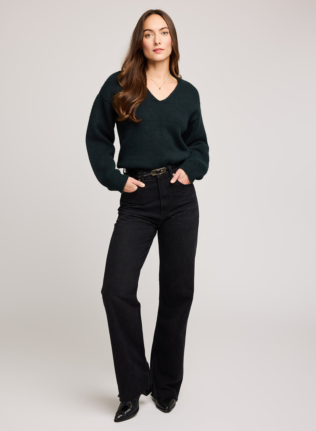 Gentle Fawn Angelica V Keck Sweater  -Wintergreen