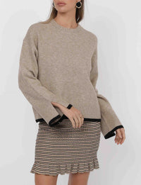 Angelina Cuff Slit Crew Neck