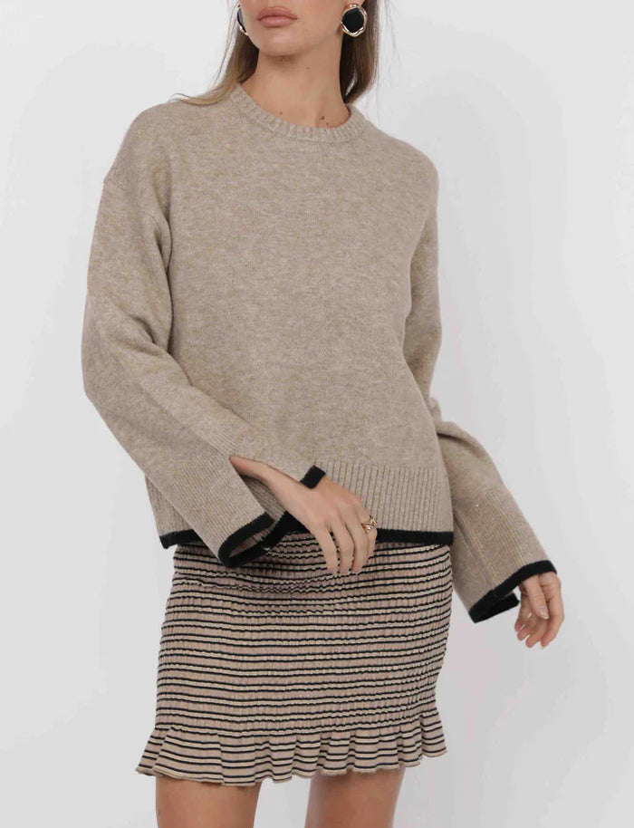 Angelina Cuff Slit Crew Neck
