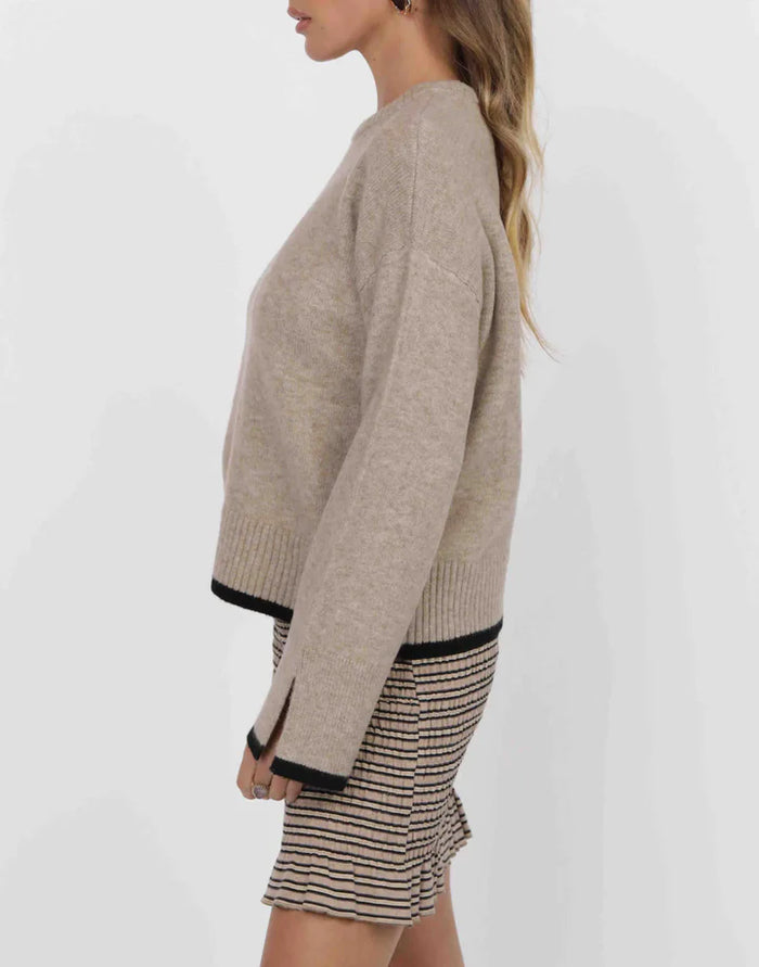 Angelina Cuff Slit Crew Neck