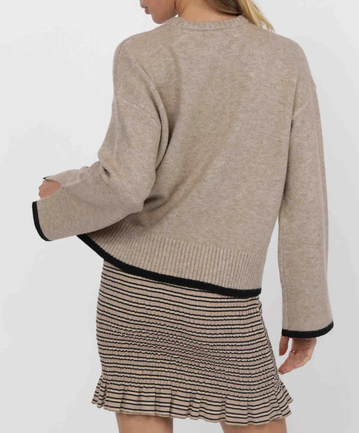 Angelina Cuff Slit Crew Neck