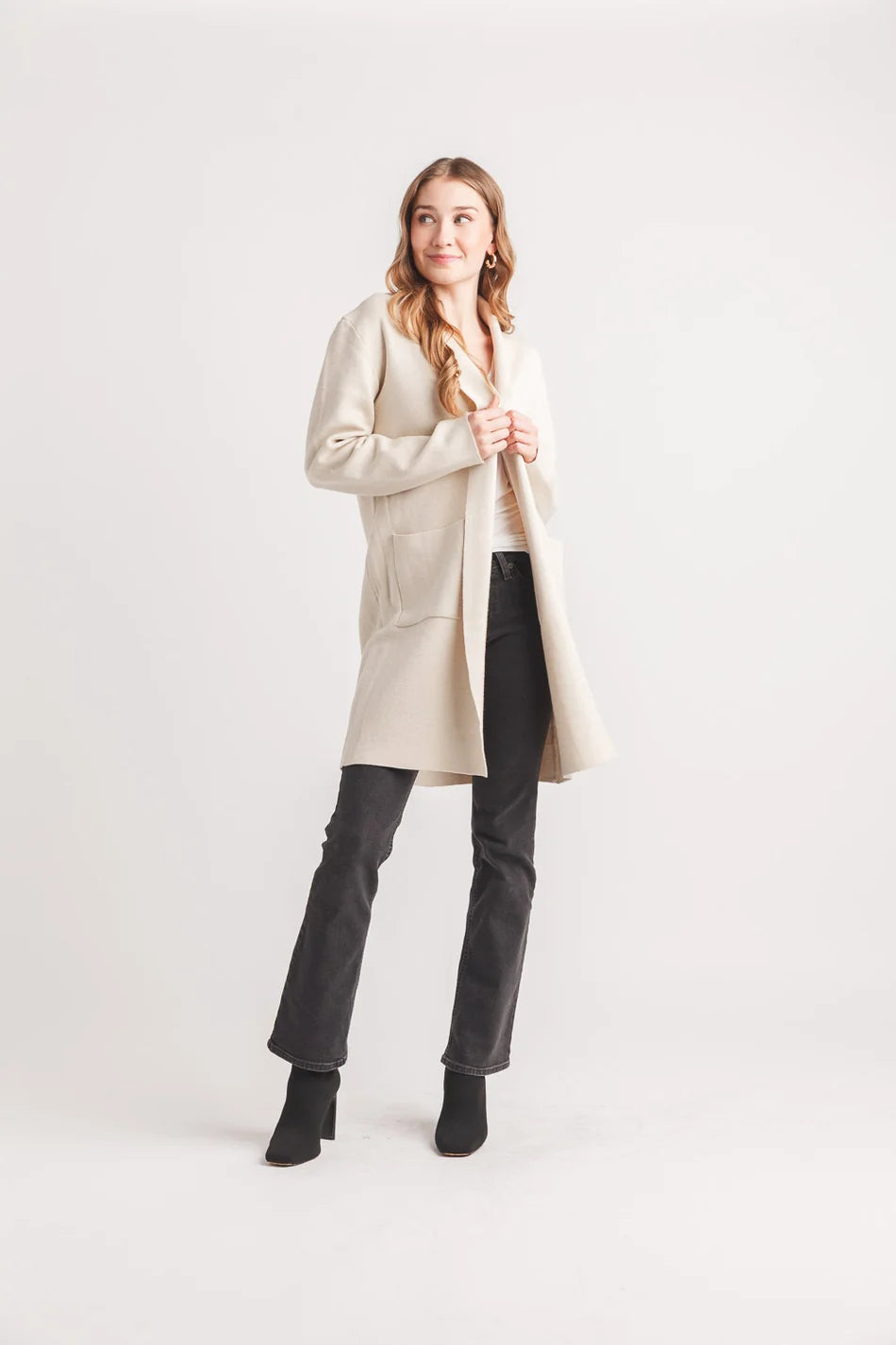 Papillon Cream Lapel Coatigan