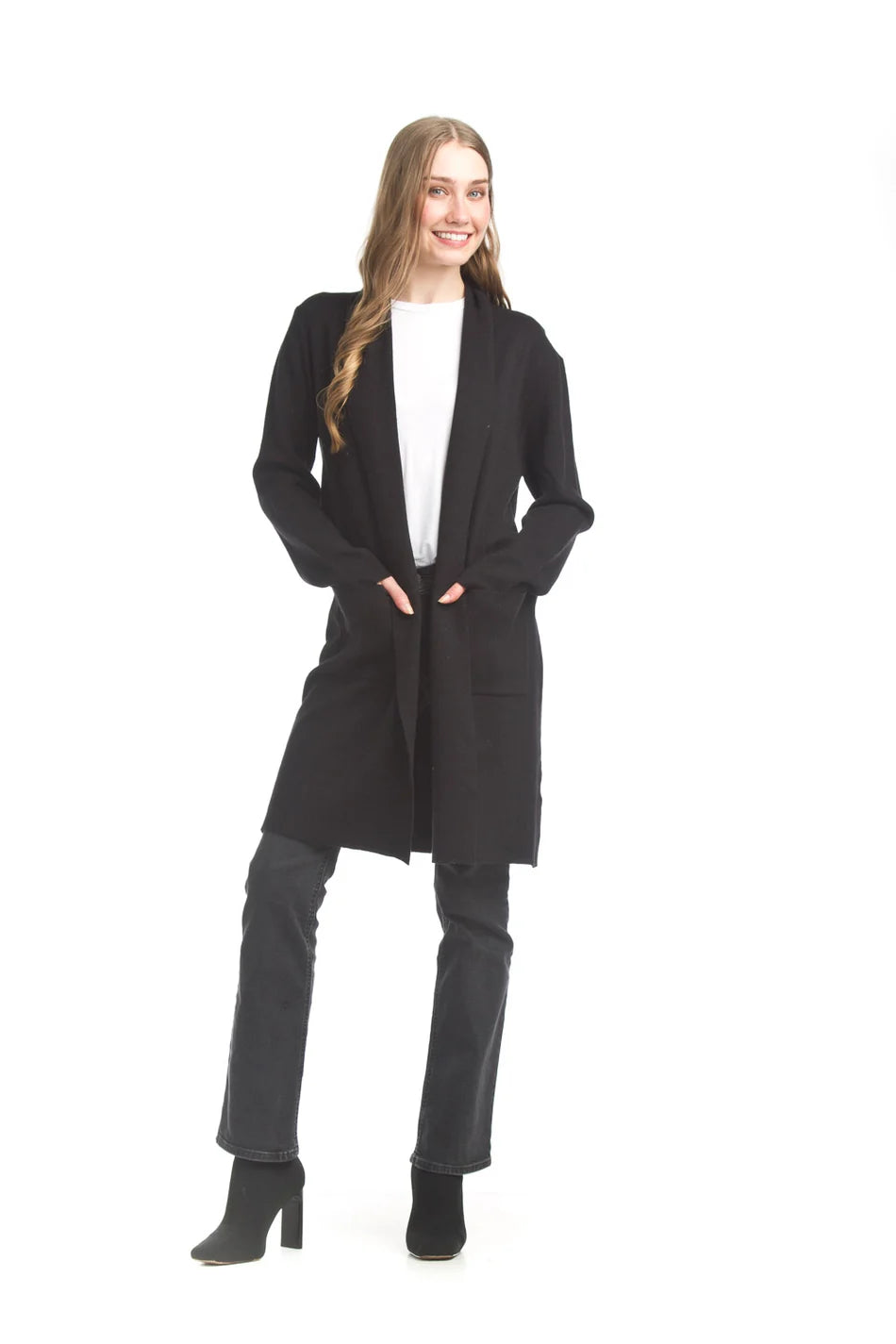 Papillon Black Lapel Coatigan
