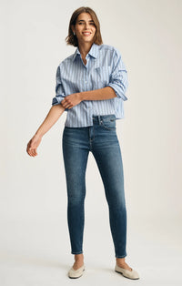 Mavi-Tess Dark Wash Skinny Jean In Dark Brush Feather Luxe